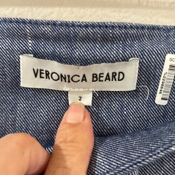 Veronica Beard Aubrie Cropped Wide-Leg Pant Blue Linen High-Rise Pant size 2 - Picture 3 of 7